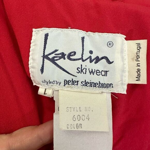 Kaelin Vintage Red Ski Suit 2 Piece Jacket & Jumpsuit Coveralls Womens Sz Large - Picture 6 of 9